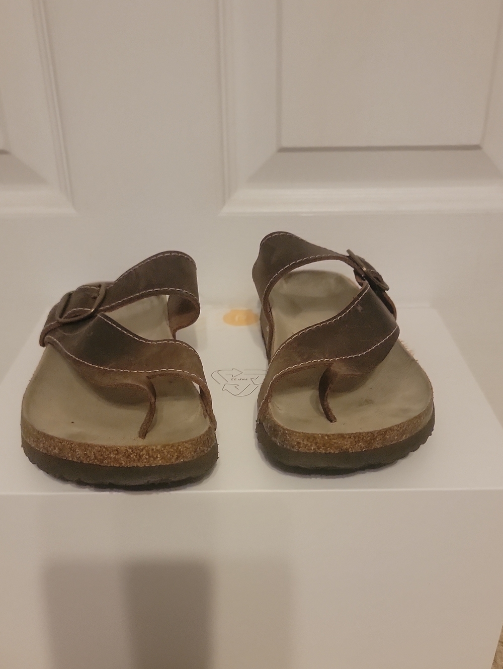 Brown Leather Toe-Post Sandals